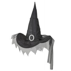 Sombrero bruja negro con tul