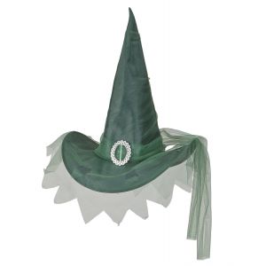 Sombrero bruja verde con tul