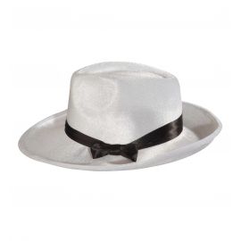 Sombrero ganster blanco terciopelo