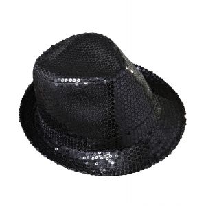 Sombrero fedora negro con lentejuelas