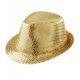 Sombrero fedora dorado con lentejuelas