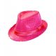 Sombrero fedora rosa con lentejuelas