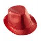 Sombrero fedora rojo con lentejuelas