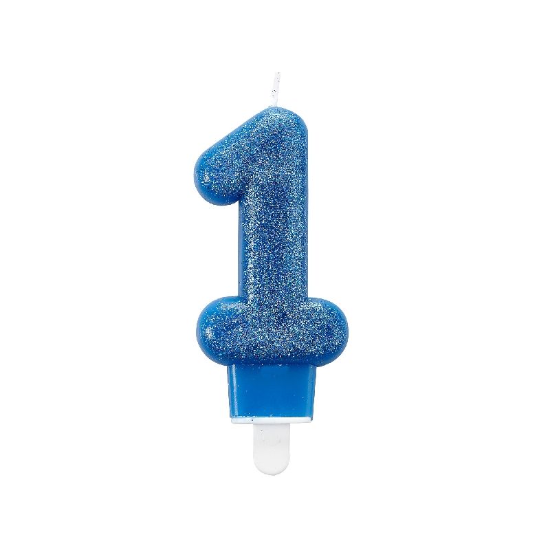 Vela 1 Azul Glitter✔️ por sólo 1,71 €. Envío en 24h. Tienda Online.  . ✓. Artículos de decoración para Fiestas.