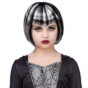 Peluca halloween blanca negra inf