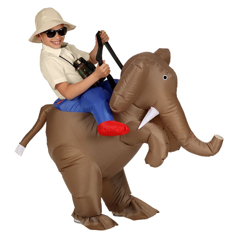 disfraz explorador sobre elefante