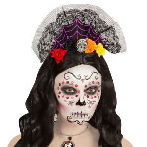 Diadema con velo catrina