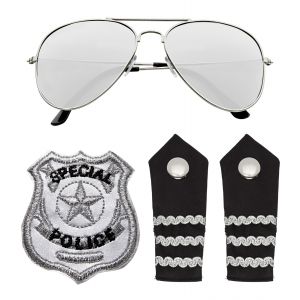 Set policia gafas placa y hombreras