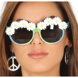 Gafas verdes con margaritas