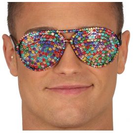 Gafas con brillantes multicolor