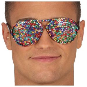 Gafas con brillantes multicolor