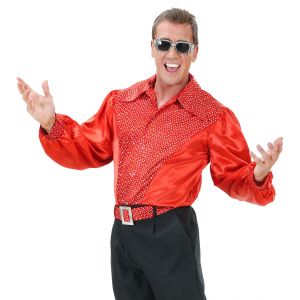 Camisa roja con lentejuelas holograficas