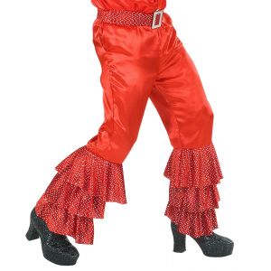 Pantalon rojo volantes con cinturon