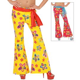 Pantalon acampanado con flores surt