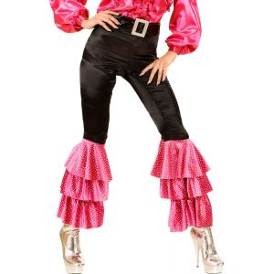 Pantalon negro con campana rosa talla l