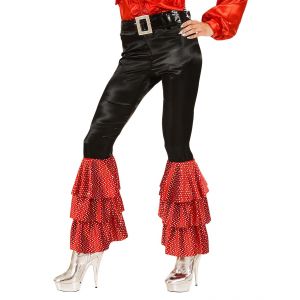 Pantalon negro con campana rojas 