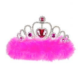 Corona princesa con plumas rosas 