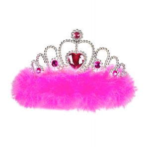Corona princesa con plumas rosas 