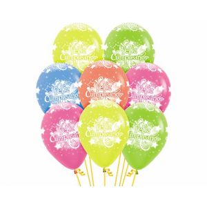 Globos feliz cumple estrellas neon