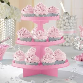 Bandeja 3 pisos para cupcakes rosa