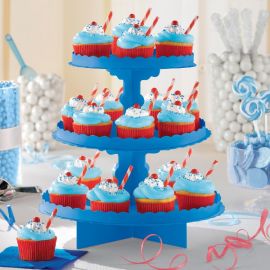 Bandeja 3 pisos para cupcakes azul 