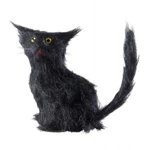 Mini gato negro con pelo 12cm