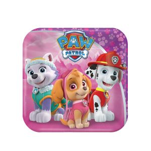 Platos patrulla canina rosas 18cm pack 8