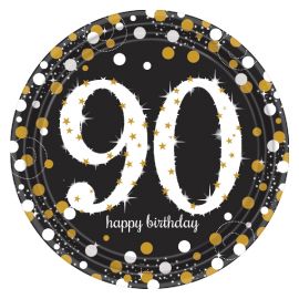 Platos celebracion 90 cumple oro