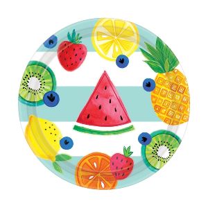 Platos frutas tropicales pack 8 18cm