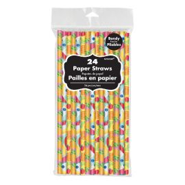 Pajitas papel frutas tropicales 24ud