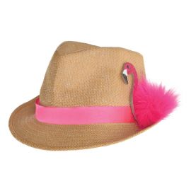 Sombrero paja con flamenco rosa