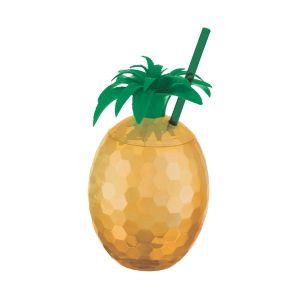 Vaso piña dorada con pajita