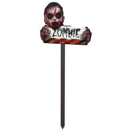 Letrero zombie con palo y luz 65cm