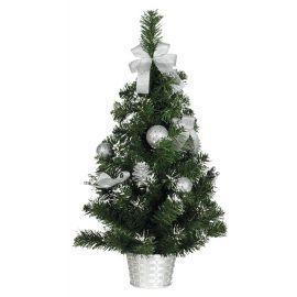 Arbol nevado decorado plata 60cm