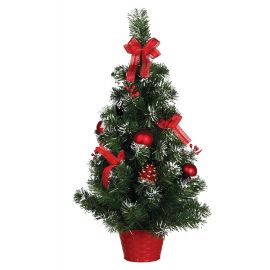 Arbol nevado decorado rojo 60cm