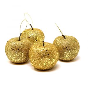 Pack 4 manzanas escarcha oro 6,5cm