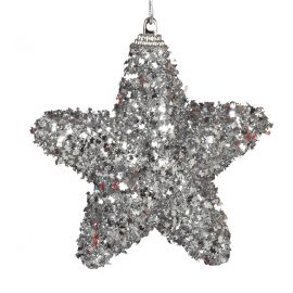 Pack 3 estrellas escarcha plata 6cm