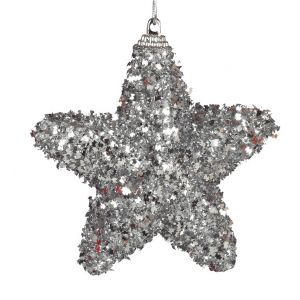 Pack 3 estrellas escarcha plata 6cm