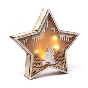 Estrella madera con luz 24cm