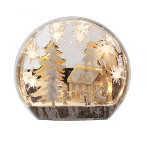 Paisaje navidad madera con luz 24cm