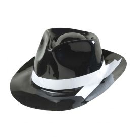 Sombrero ganster cinta blanca pvc