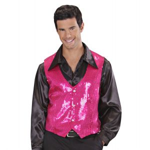 Chaleco lentejuelas hombre rosa