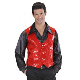 Chaleco lentejuelas hombre rojo