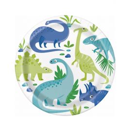 Platos dinosaurios azul y verde
