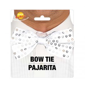 Pajarita lentejuelas plata