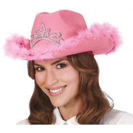 Sombrero vaquera rosa corona