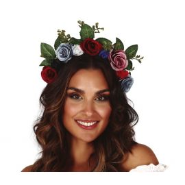 Diadema con flores y hojas