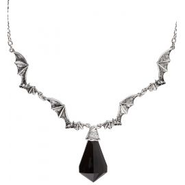 Collar gema negra con murcielagos