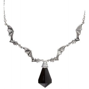 Collar gema negra con murcielagos