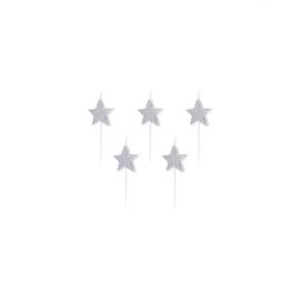 Velas estrellas plata glitter